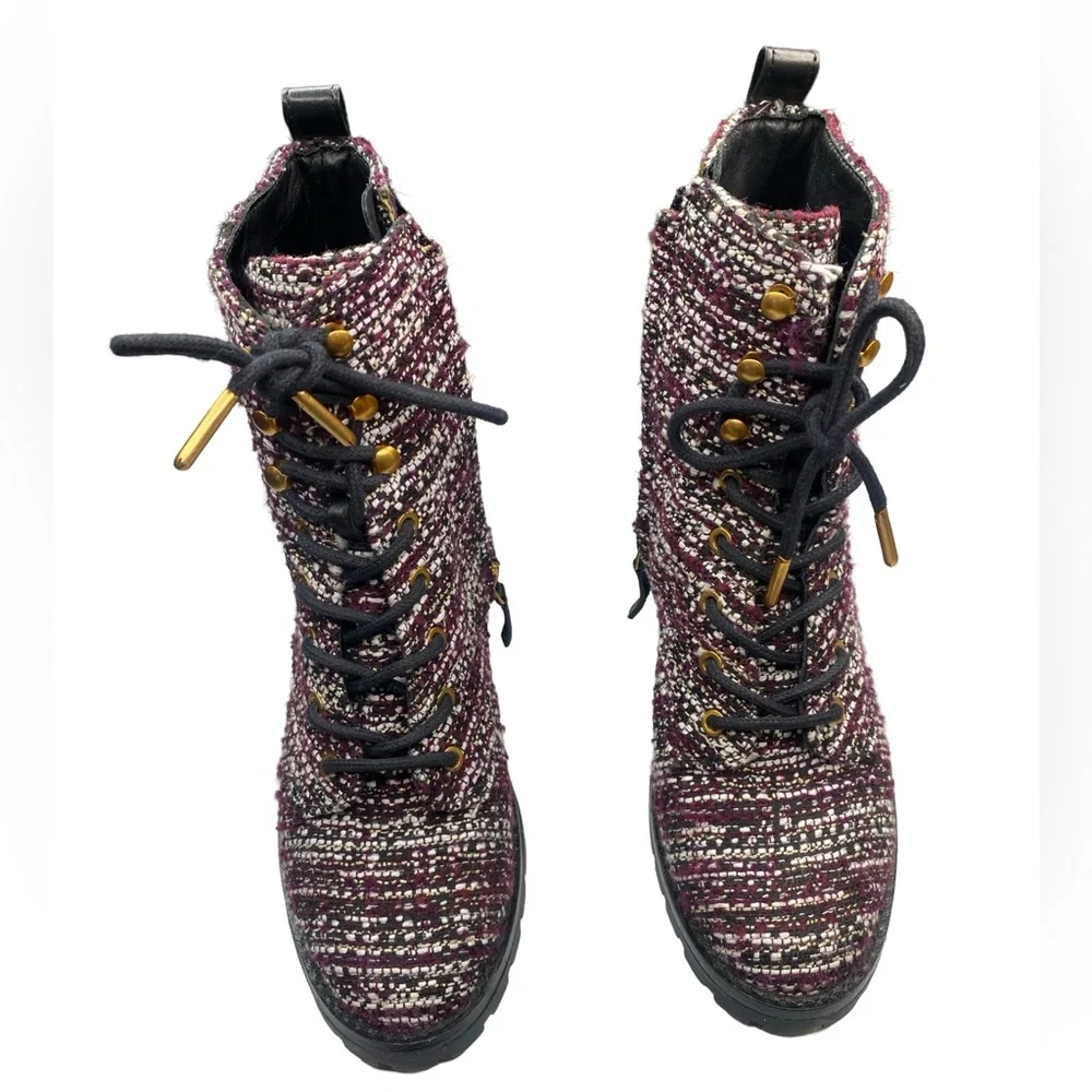 Tory Burch Multicolor Black Miller Tweed Boots Booties Woman’s  size 6 - Picture 3 of 9